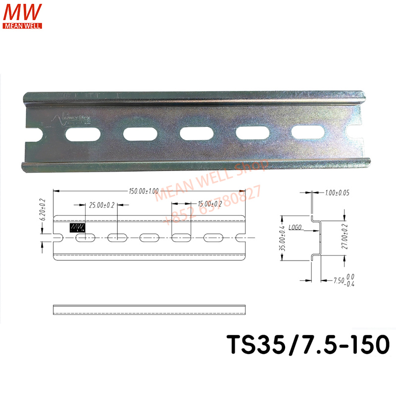 Lm8Uu Bearing - TS35 7.5 مللي متر DIN السكك
