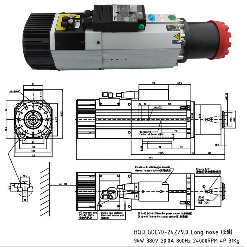 الموردين HQD 9kw 220 فولت 380  - مراجعة Spindle Motor وسعره